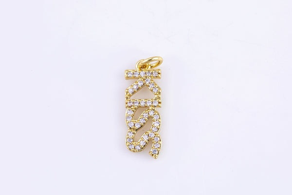 2 pc 18k Gold Micro Pave Kiss Word Charm Lover Girl Charm for Necklace Earring Component-17*21mm P13G16A