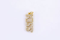 2 pc 18k Gold Micro Pave Kiss Word Charm Lover Girl Charm for Necklace Earring Component-17*21mm P13G16A