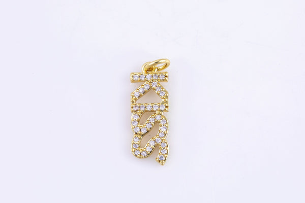 2 pc 18k Gold Micro Pave Kiss Word Charm Lover Girl Charm for Necklace Earring Component-17*21mm P13G16A