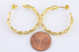 2 pcs Gold Hoop Earring PaperClip Hoop Earring 14K Gold Statement Jewelry for Teen Women Girl-35mm