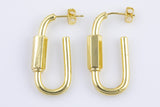 2 pcs 18kt Gold Carabiner Style Earring, dainty Hoops, minimalist jewelry - 2 pcs- 16x34mm