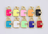2pc Dainty Enamel combo Locks 14k Gold Lock Charm Pendant with CZ for Necklace Earring Charm Red White Black Blue Hot Pink 10x12mm