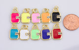 2pc Dainty Enamel combo Locks 14k Gold Lock Charm Pendant with CZ for Necklace Earring Charm Red White Black Blue Hot Pink 10x12mm