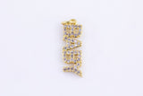 1 pc 18k Gold Micro Pave Baby Word Charm Lover Girl Charm for Necklace Earring Component- 7x21mm