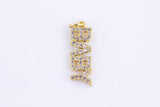 1 pc 18k Gold Micro Pave Baby Word Charm Lover Girl Charm for Necklace Earring Component- 7x21mm