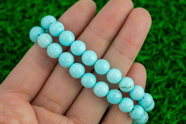 Bracelet Blue Cream Turquoise Bracelets 8mm Stackable Round Natural Gemstone Crystal Bracelets - Handmade Bracelet Crystal Bracelet