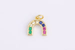 2pc Tiny Colorful CZ Pave Rainbow Charm, Cubic Zirconia Rainbow Pave Necklace Bracelet Charm Charm in 18k gold -2 pcs per order- 11mm