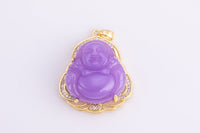 2 pcs Micro Pave Buddha 24k Gold Pendant Gold Buddha Charm for Laughing Buddha for Religious Jewelry Making Supply Trend-27x30mm