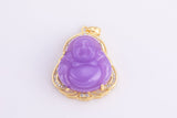 2 pcs Micro Pave Buddha 24k Gold Pendant Gold Buddha Charm for Laughing Buddha for Religious Jewelry Making Supply Trend-27x30mm