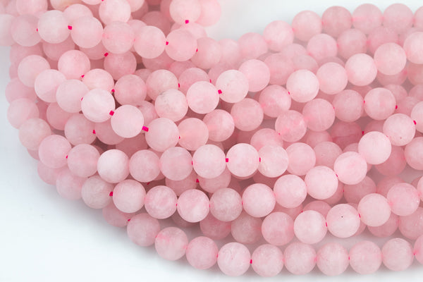 Rose Quartz Beads Matte Natural , High Quality in Round- 4mm, 6mm, 8mm, 10mm, 12mm- 15.5 Inch Strand Gemstone Beads