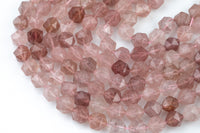 Natural Strawberry Quartz - Hexagonal Hexagon Shape - Grade A High Quality- 6mm 7mm 8mm and 10mm- Full Strand 16" Gemstone Beads