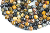 Natural Petrified Wood- Hexagon Shape- Grade A High Quality- 8mm and 10mm- Full Strand 16" AAA Quality Gemstone Beads