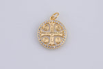 14k Gold Saint Benedict San Benito Cross Religious Catholic Coin Charm Charms Pendant 16mm