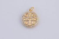 14k Gold Saint Benedict San Benito Cross Religious Catholic Coin Charm Charms Pendant 16mm