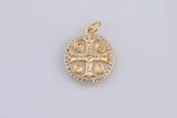 14k Gold Saint Benedict San Benito Cross Religious Catholic Coin Charm Charms Pendant 16mm