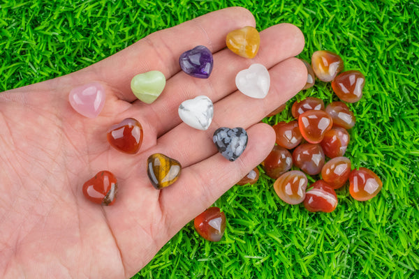 1 Pc Natural Assorted Heart Shaped Healing Stones Gemstone Hearts Healing Stones-15mm- .5 inches Small Heart valentine's day gift