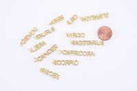 2pcs 14K Gold Zodiac Constellation Charms Dainty Astrology Words Charms Horoscope Charm, Add On Charm for Bracelet Necklace Supply