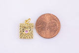 2pc 18k Gold Heart Postcard Charm Cubic Zirconia Heart Pendant Pave CZ Pendant Jewelry Making- 2 pcs per order- 5x15mm