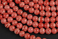 Rhodochrosite Banded Sea Sediment Jasper smooth round sizes, 4mm, 6mm, 8mm, 10mm, 12mm- Full 15.5 Inch Strand- Wholesale Price Smooth