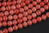 Rhodochrosite Banded Sea Sediment Jasper smooth round sizes, 4mm, 6mm, 8mm, 10mm, 12mm- Full 15.5 Inch Strand- Wholesale Price Smooth