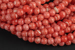 Rhodochrosite Banded Sea Sediment Jasper smooth round sizes, 4mm, 6mm, 8mm, 10mm, 12mm- Full 15.5 Inch Strand- Wholesale Price Smooth