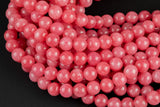 Rhodochrosite- JADE Smooth Round- 6mm 8mm 10mm 12mm-Full Strand 15.5 inch Strand AAA Quality