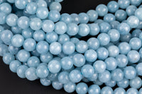 Aquamarine- JADE Smooth Round- 6mm 8mm 10mm 12mm-Full Strand 15.5 inch Strand AAA Quality