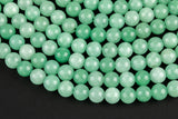 Green Angelite - JADE Smooth Round- 6mm 8mm 10mm 12mm-Full Strand 15.5 inch Strand AAA Quality