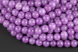 Dark Lepidolite- JADE Smooth Round- 6mm 8mm 10mm 12mm-Full Strand 15.5 inch Strand AAA Quality