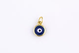 4pc 18k Gold Enamel Evil Eye Charm Diamond CZ Drop Charm Cubic Protector Pendant Tiny Lucky Dainty Necklace - 7mm- 4 pc Per order