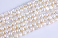 White Fresh Water Pearl Center Drill Nugget Beads 7-8mm 8-9mm 15" Strand