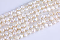 White Fresh Water Pearl Center Drill Nugget Beads 7-8mm 8-9mm 15" Strand
