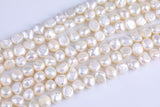 White Fresh Water Pearl Center Drill Nugget Beads 7-8mm 8-9mm 15" Strand