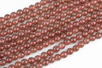 Natural Strawberry Quartz, High Quality in Round, 4mm, 6mm, 8mm, 10mm, 12mm Smooth Gemstone Beads