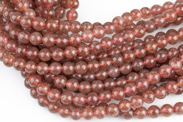 Natural Strawberry Quartz, High Quality in Round, 4mm, 6mm, 8mm, 10mm, 12mm Smooth Gemstone Beads