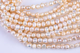 Light Peach Fresh Water Pearl Center Drill Nugget Beads 7mm 15" Strand