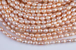 Peach 5x7mm Potato Pearl A Quality Round Freshwater Pearl- 15 inch strand