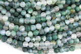 AAA Natural Matte Green Moss Agate Round Beads 4mm Round Beads 6mm Round Beads 8mm Round Beads Green Gemstone Spheres 15.5" Strand