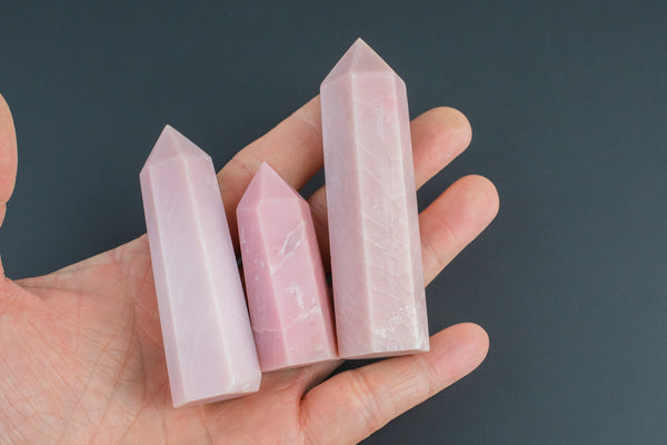 1 Pc Natural Pink Opal Obelisk Tower Point wand healing crystal