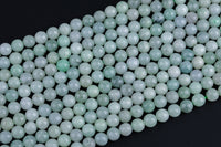 Natural Soft Green Burmese Jade Burma Jade 4mm 6mm 8mm 10mm 12mm Soft Green Pale Polished Round Beads 15.5" Strand Gemstone Beads