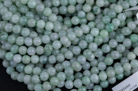 Natural Soft Green Burmese Jade Burma Jade 4mm 6mm 8mm 10mm 12mm Soft Green Pale Polished Round Beads 15.5" Strand Gemstone Beads