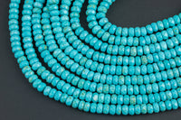 Blue Turquoise, High Quality in Faceted Roundel 6mm and 8mm- Full 15.5 Inch strand AAA Quality Gemstone Beads