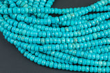 Natural Blue Turquoise, High Quality in Faceted Roundel 6mm Gemstone Beads