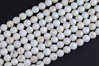 Natural WHITE Turquiose-- Faceted Round--4mm, 6mm, 8mm, 10mm, 12mm -Full Strand 15.5 inch Strand Gemstone Beads
