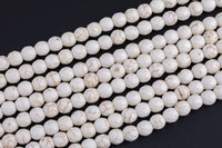 Natural White Magnesite Matte Faceted Round 6mm, 8mm, 10mm, 12mm- Wholesale Bulk or Single Strand! Gemstone Beads