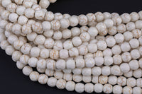 Natural White Magnesite Matte Faceted Round 6mm, 8mm, 10mm, 12mm- Wholesale Bulk or Single Strand! Gemstone Beads