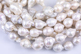 12-13mm Large White Baroque Freshwater Pearl, Full Strand