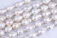 12-13mm Large White Baroque Freshwater Pearl, Full Strand