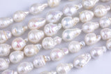 12-13mm Large White Baroque Freshwater Pearl, Full Strand