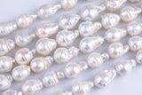 12-13mm Large White Baroque Freshwater Pearl, Full Strand